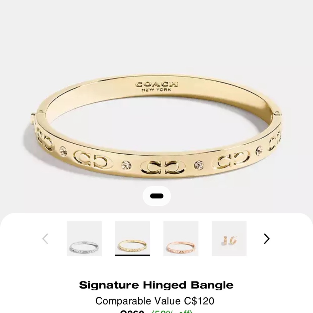 Coach Gold Signature Hinged Bangle